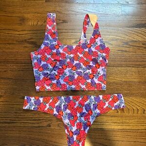 Cheek Boss berry matching thong and bra